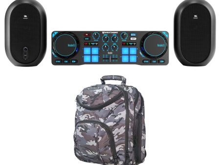 Hercules DJControl Compact USB 2-Deck DJ Controller Mixer+JBL Monitors+CAMOPACK Cheap