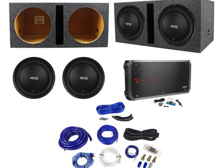 (2) RE Audio SEX12D4 V2 12  1500W Subwoofers+Vented Box+Mono Amplifier+Amp Kit Online Sale