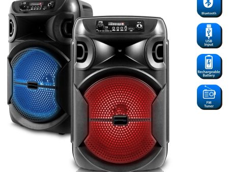 (2) Technical Pro BOOMPACK8 8  Powered Wireless Rechargeable Bluetooth Speakers Sale