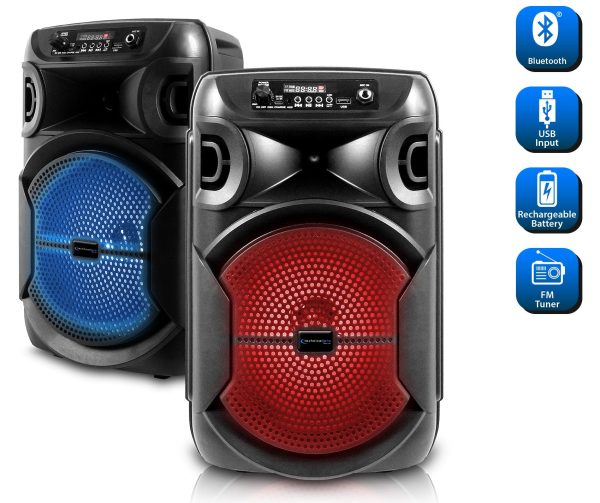 (2) Technical Pro BOOMPACK8 8  Powered Wireless Rechargeable Bluetooth Speakers Sale