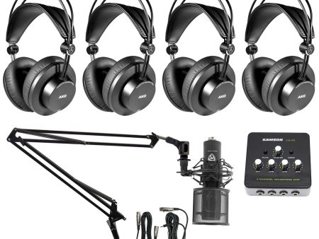 (4) AKG K275 Recording Studio Headphones+Headphone Amplifier+Microphone+Boom Arm Discount