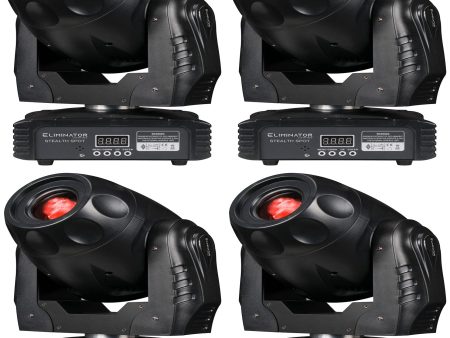 (4) American DJ Eliminator Stealth Spot 60 Watt LED DMX Moving Head Spot Lights Online