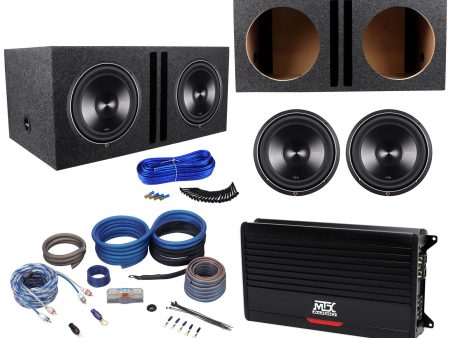 (2) Rockford Fosgate Punch P3D4-12 12  1200w Subwoofers+Vented Box+MTX Amp+Wires Sale