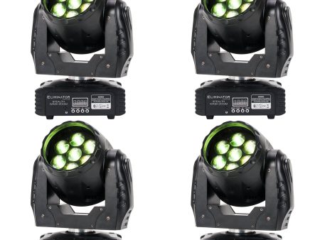 (4) Eliminator Stealth Wash Zoom 7 x 12Watt RGBW LED DMX Moving Head Wash Lights Online now