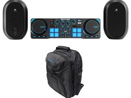 Hercules DJControl Compact USB 2-Deck DJ Controller Mixer+JBL Monitors+Backpack For Discount