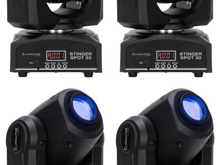 (4) Eliminator Stinger Spot 30 White LED DMX 30 Watt Moving Head Lights ADJ Sale