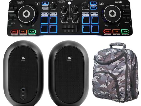 Hercules DJCONTROL STARLIGHT Serato DJ Controller+(2) JBL Monitors+CAMOPACK For Sale