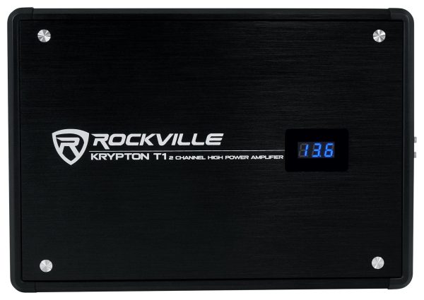 Rockville KRYPTON T1 1600 Watt Peak 400w RMS 2 Channel Car Amplifier w VoltMeter For Discount