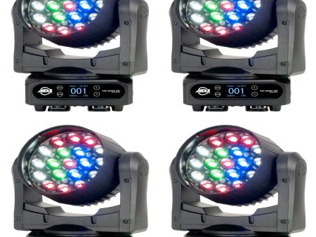 (4) American DJ ADJ VIZI WASH Z19 380 Watt RGBW LED DMX Moving Head Wash Lights Cheap