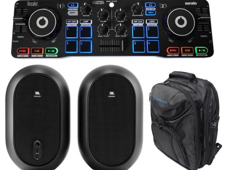 Hercules DJCONTROL STARLIGHT Serato DJ Controller+(2) JBL Monitors+Backpack For Sale