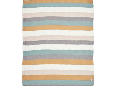 Mamas and Papas Blue Stripe Knitted Blanket Online now